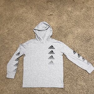 Adidas Kids Gray Hooded Long Sleeved Tee sz M (10/12)